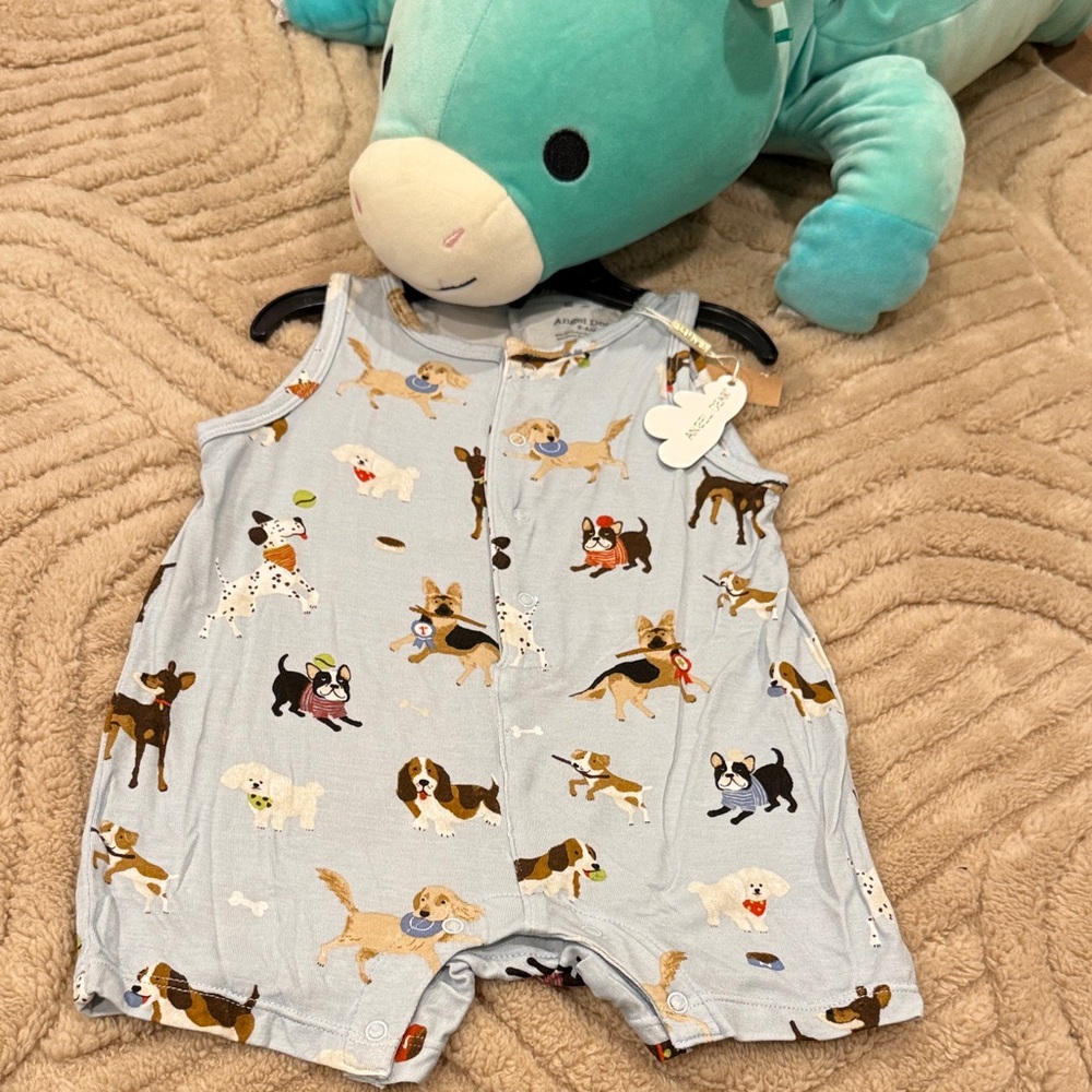 Angel Dear Blue Dog Print One Piece